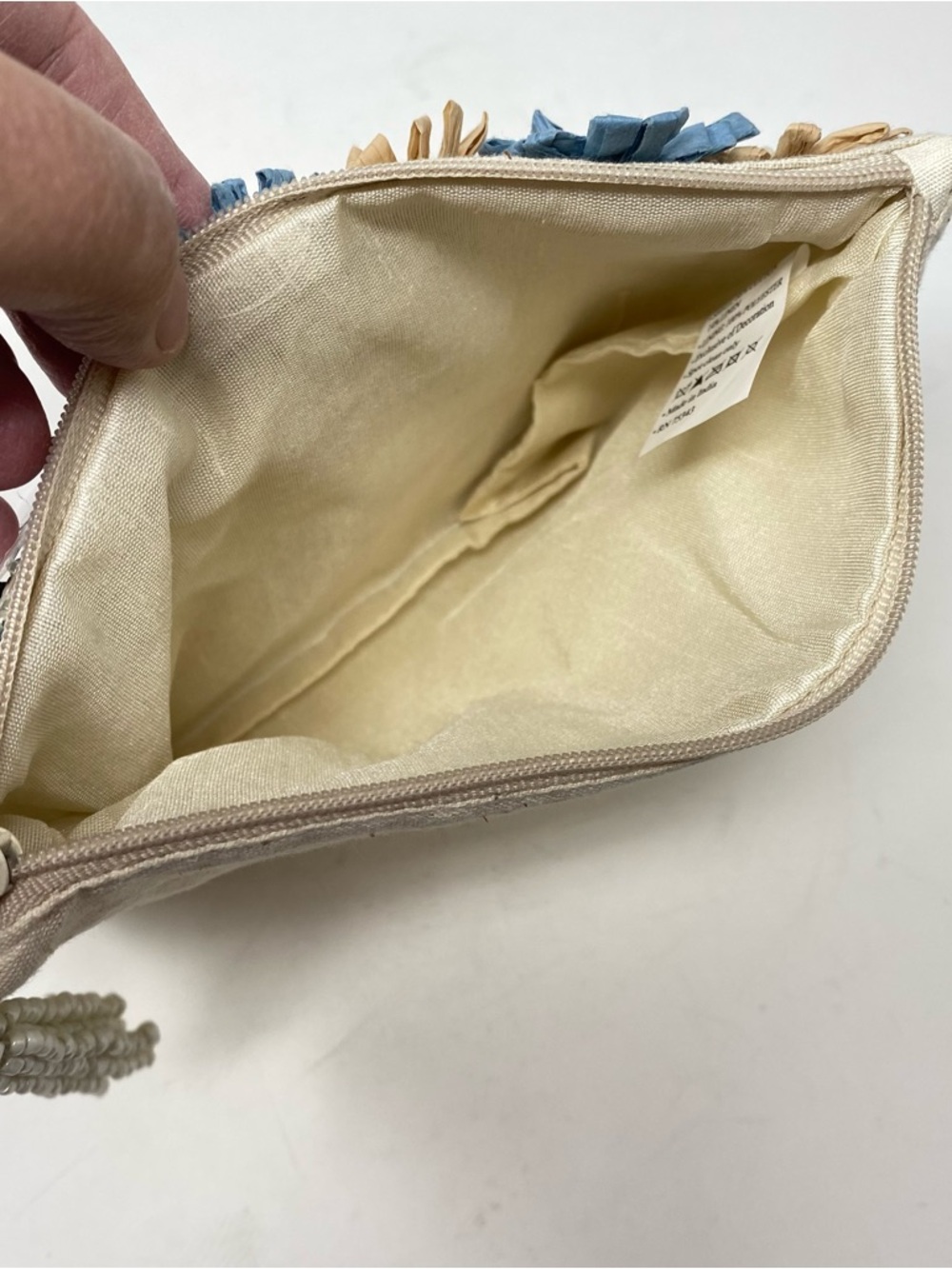 Shine & Sparkle Flower Embellished Zip Pouch Beaded Tassel - Picture 4 of 8